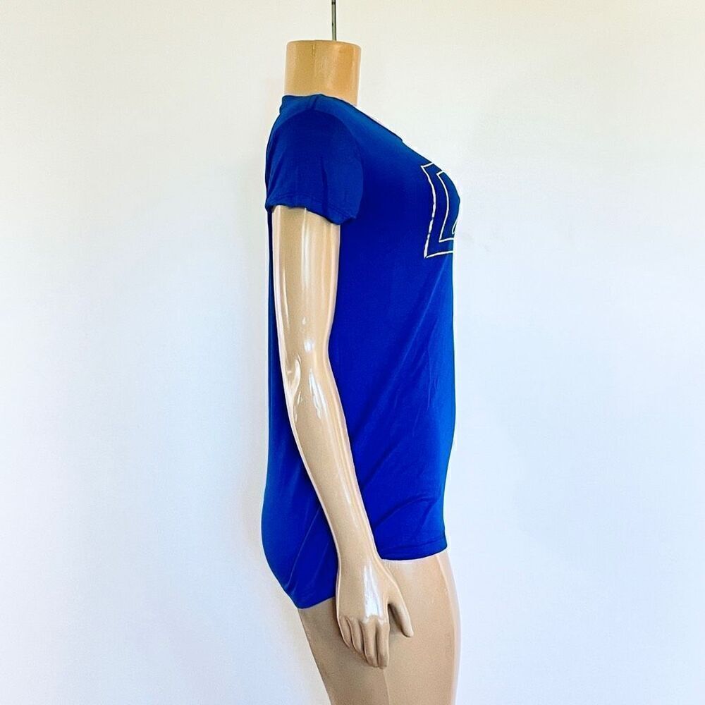 NWT Gorgeous bebe New York Sz L Navy Blue Seamless Stretchy Short Sleeve T-Shirt - Picture 4 of 12